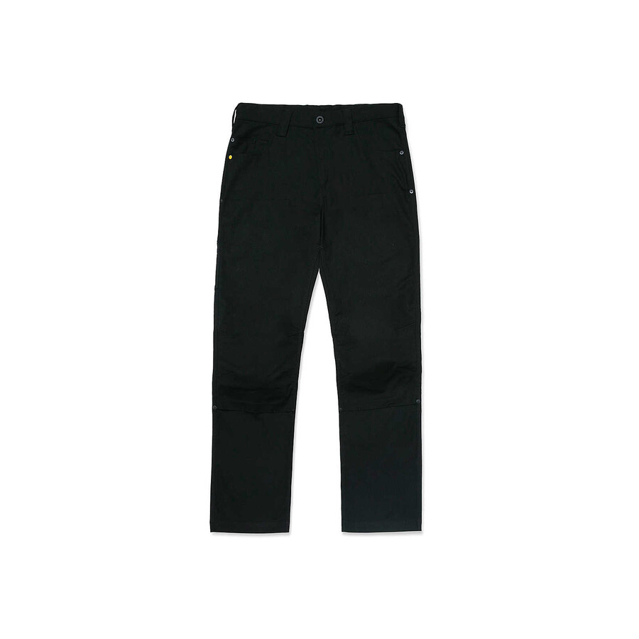calça utilitária masculina de corte reto com tecido stretch na parte frontal dupla.