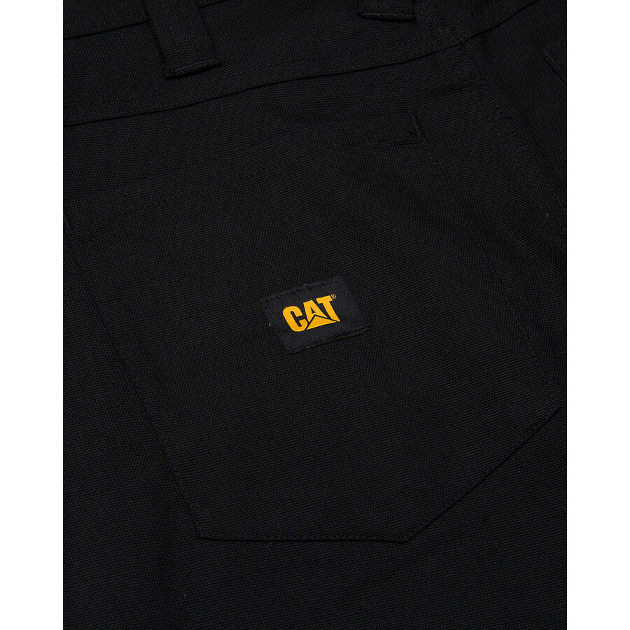 calça utilitária masculina de corte reto com tecido stretch na parte frontal dupla.
