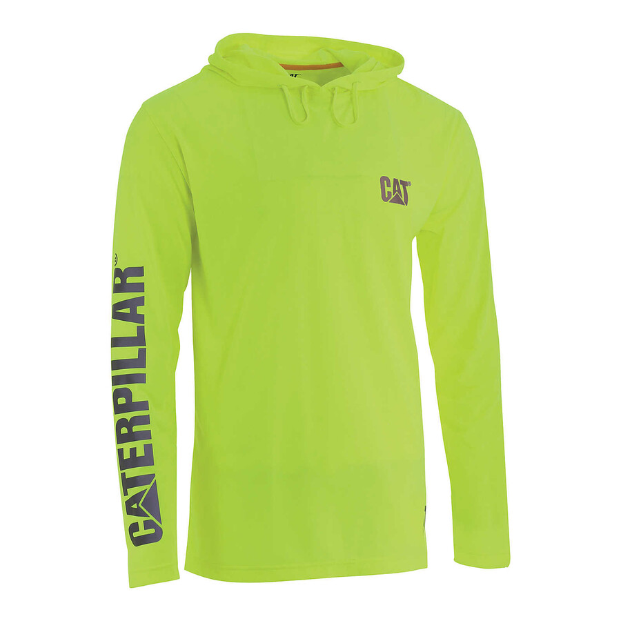 camiseta masculina de manga comprida com capuz hivis upf