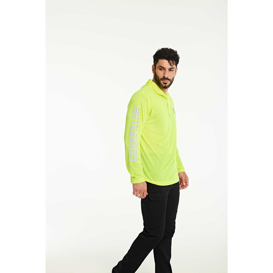 camiseta masculina de manga comprida com capuz hivis upf