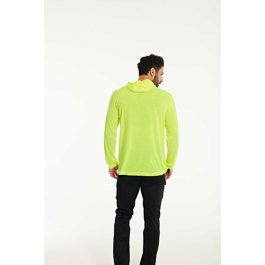 camiseta masculina de manga comprida com capuz hivis upf
