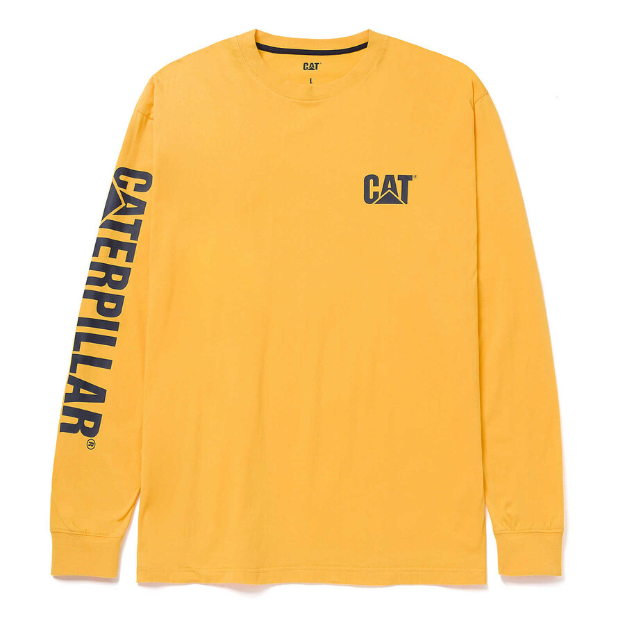 camiseta masculina de manga comprida com estampa de marca registrada