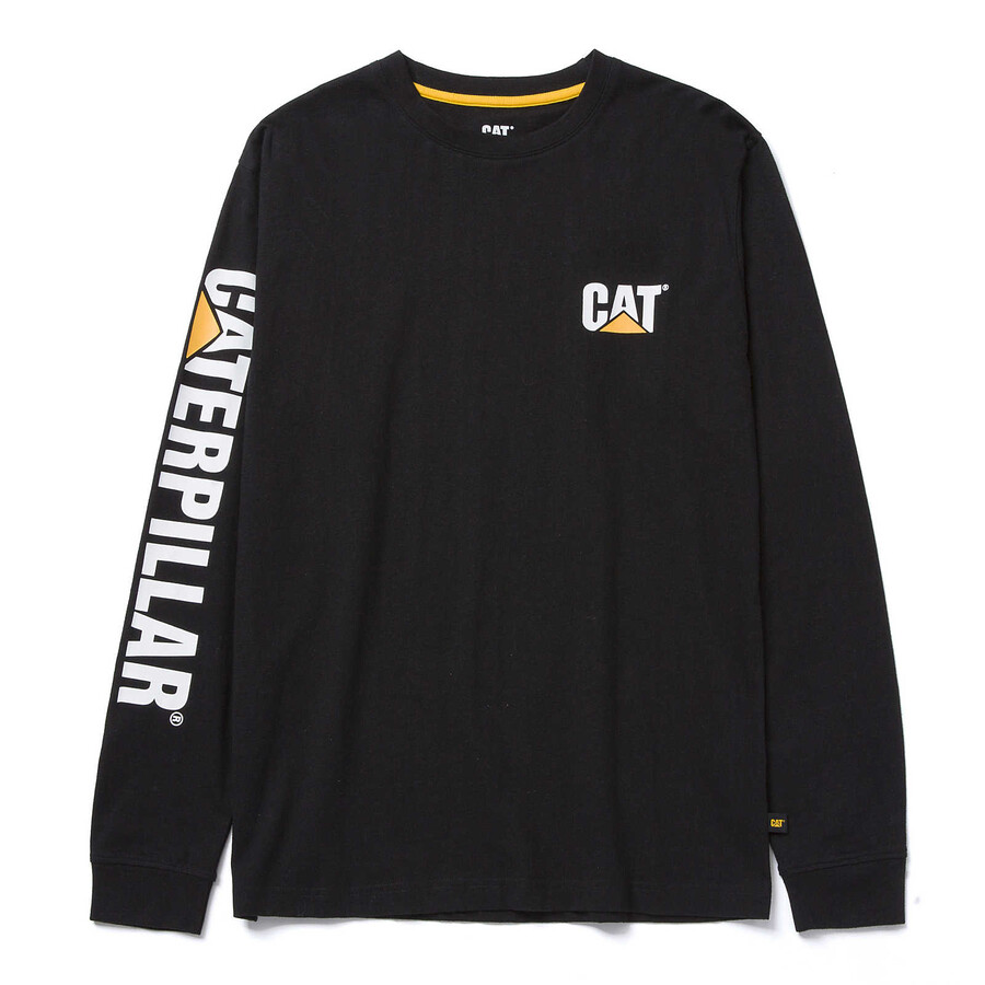 camiseta masculina de manga comprida com estampa de marca registrada