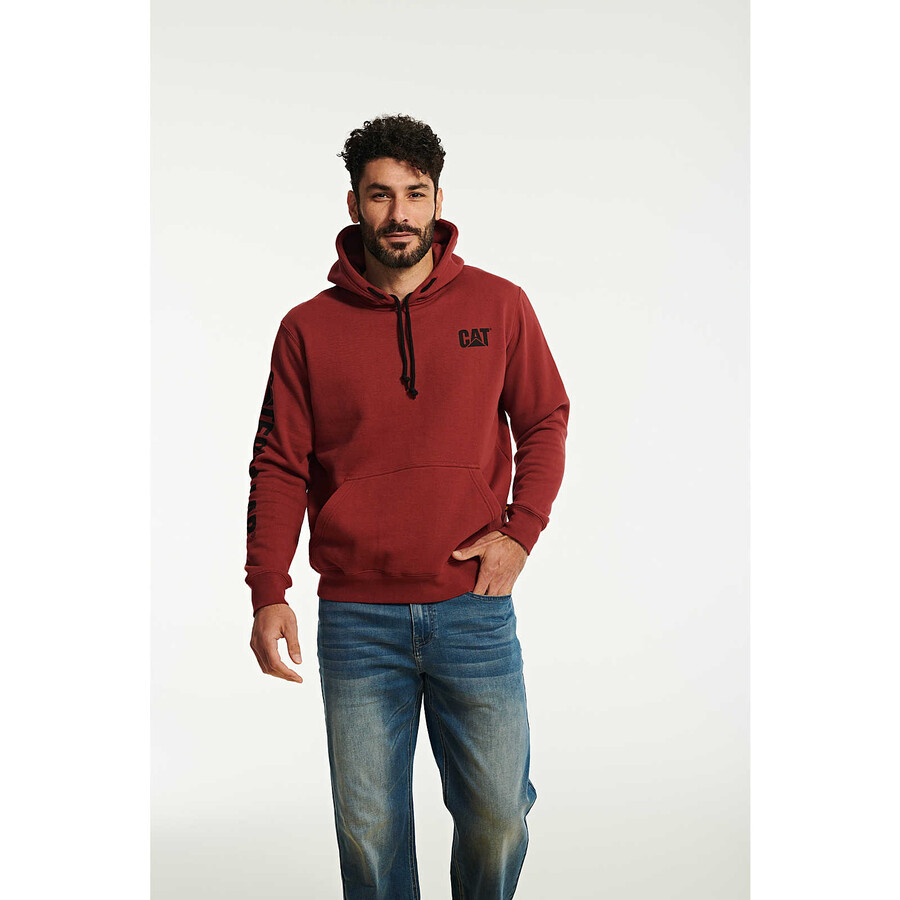 moletom masculino com capuz e estampa de marca registrada