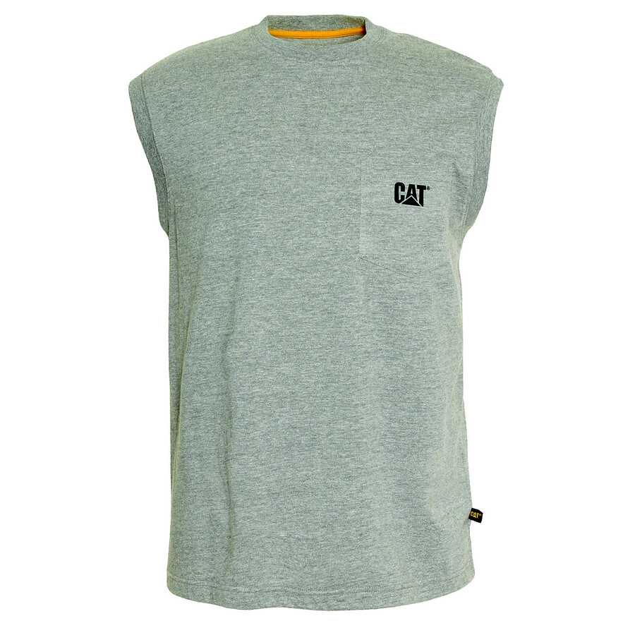 camiseta regata masculina com bolso e estampa da marca.
