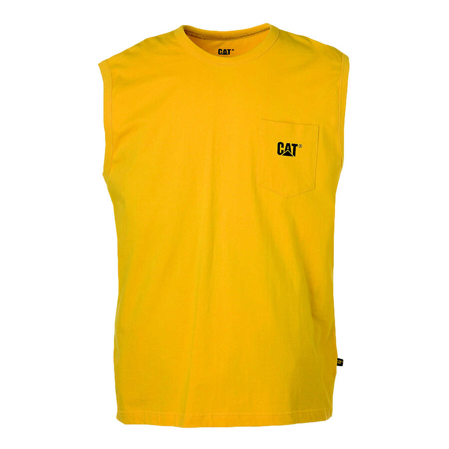 camiseta regata masculina com bolso e estampa da marca.