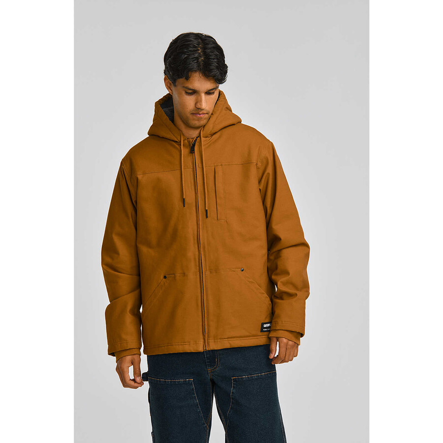 jaqueta masculina com capuz e forro de sherpa
