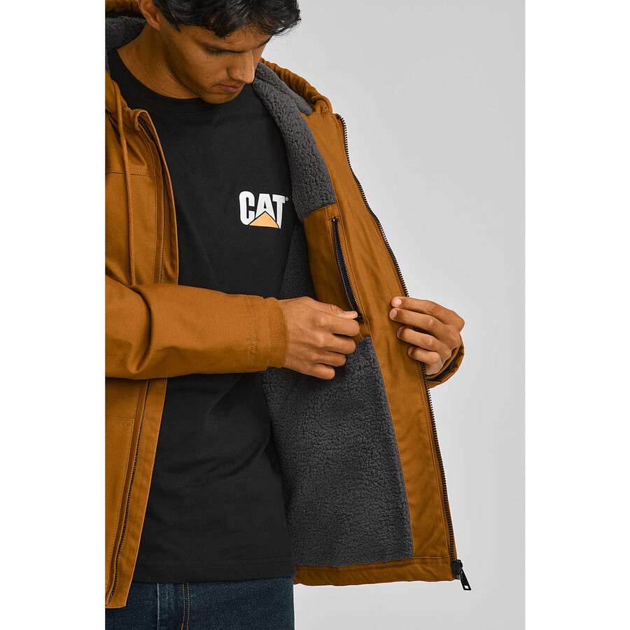 jaqueta masculina com capuz e forro de sherpa
