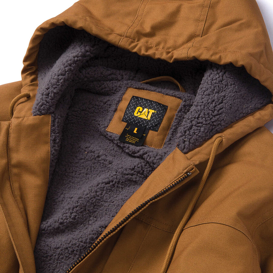 jaqueta masculina com capuz e forro de sherpa
