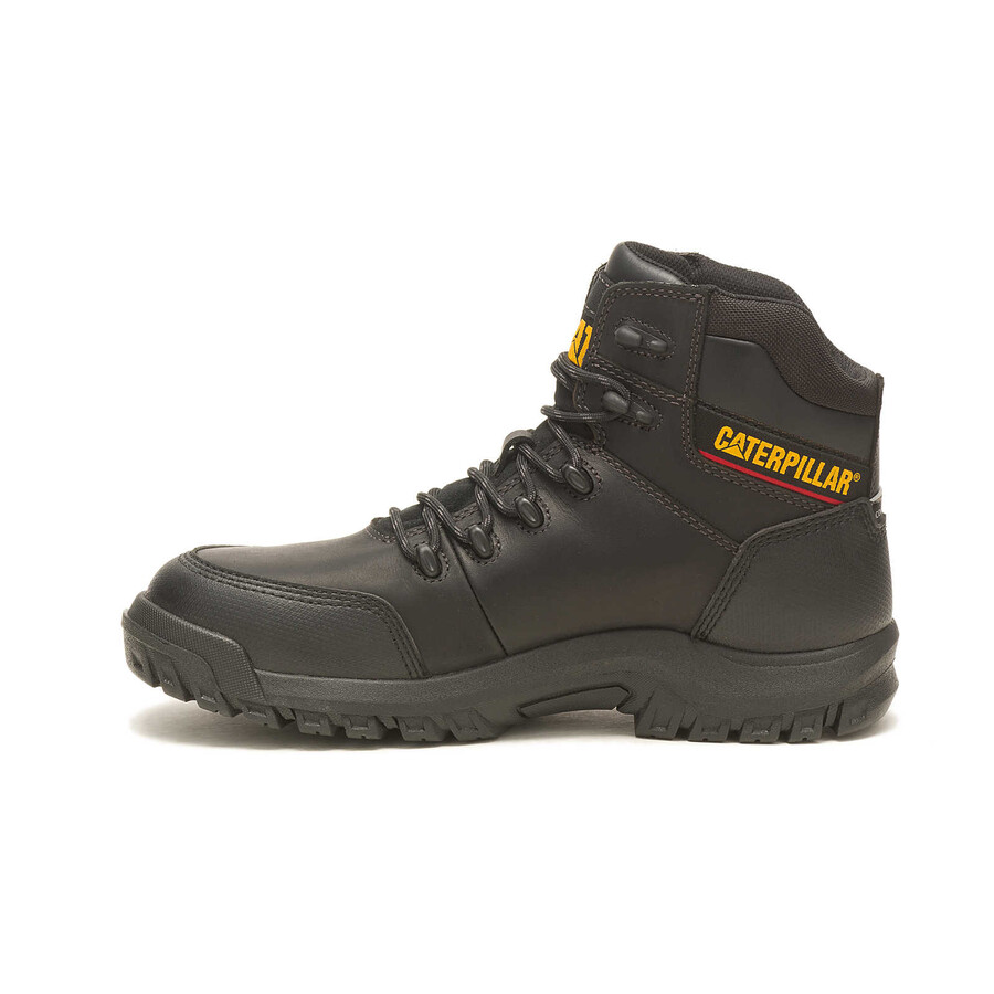 bota de trabalho masculina impermeável com biqueira composta e sistema de absorção de impacto.