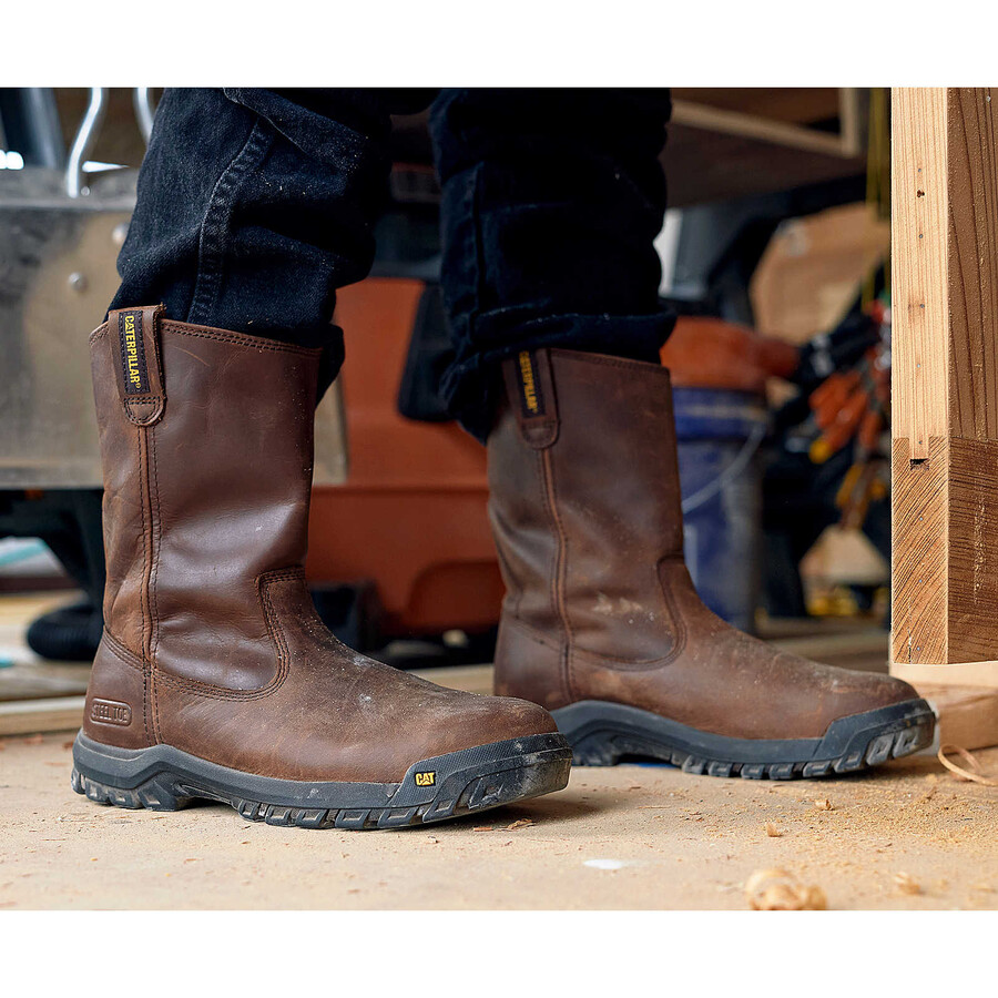 bota de trabalho masculina com biqueira de aço e sistema de tração