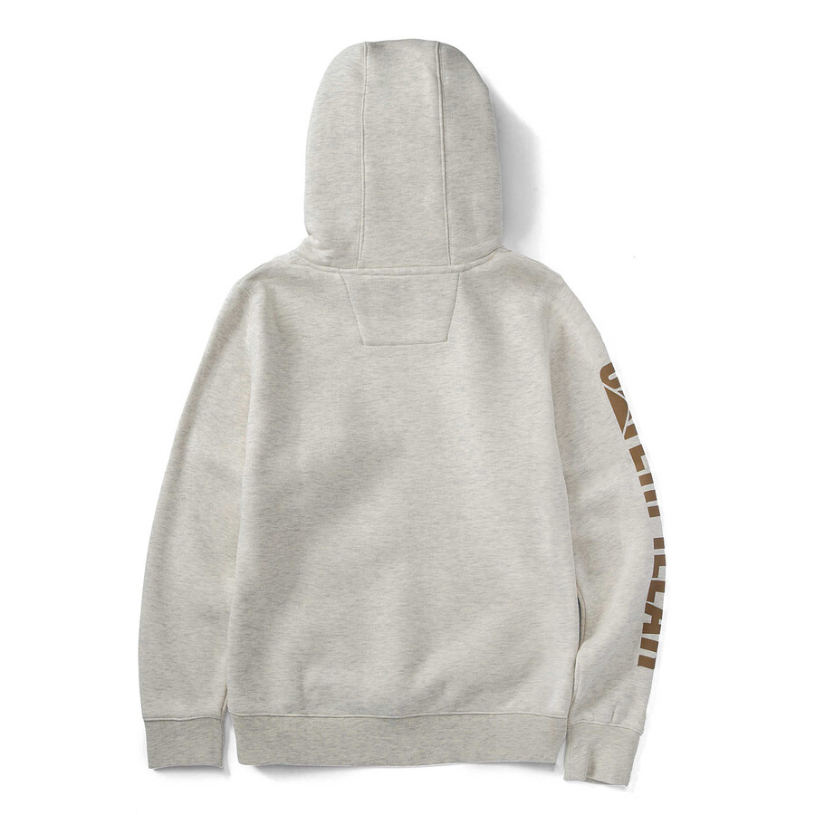 moletom feminino com capuz e estampa de marca registrada
