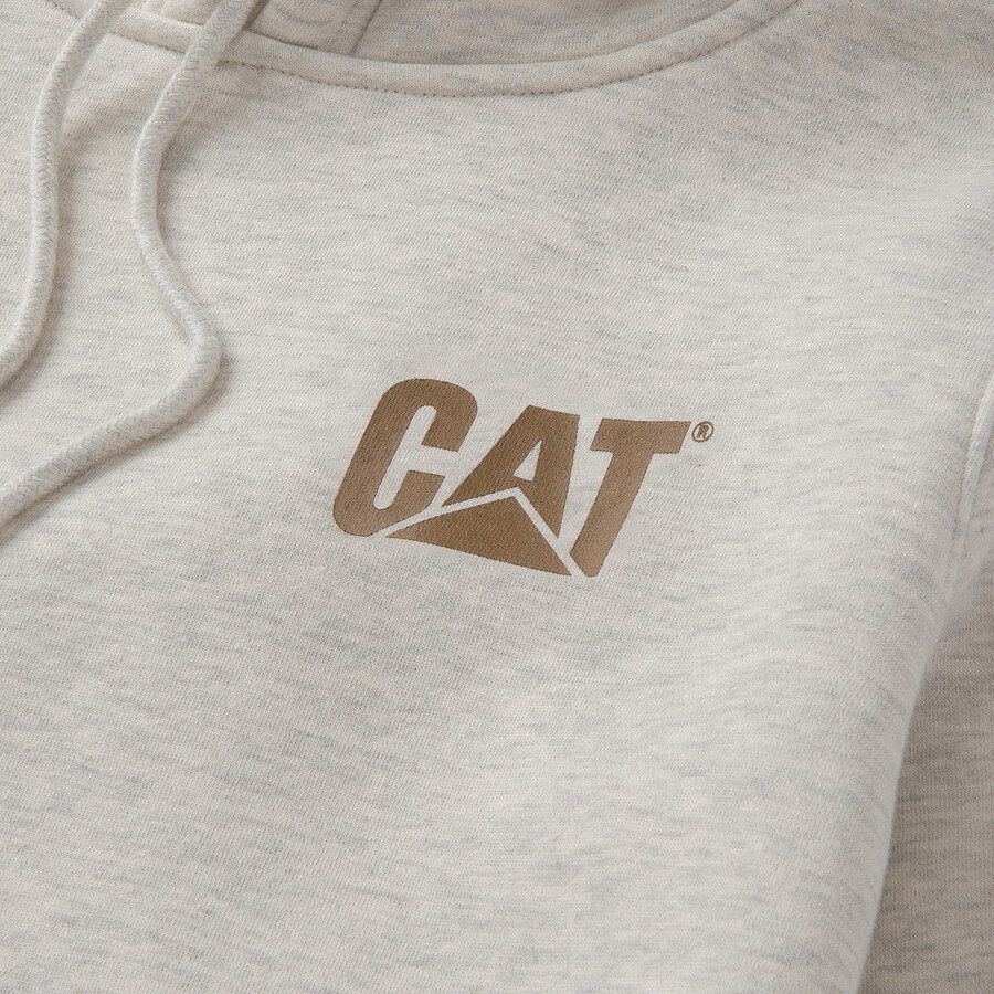 moletom feminino com capuz e estampa de marca registrada