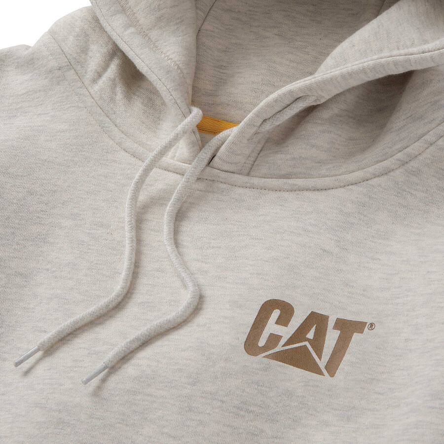 moletom feminino com capuz e estampa de marca registrada